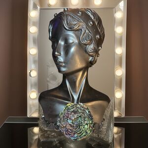 Unique Gorgeous Color shifting Large Shimmering Vintage Style  Peony Brooch